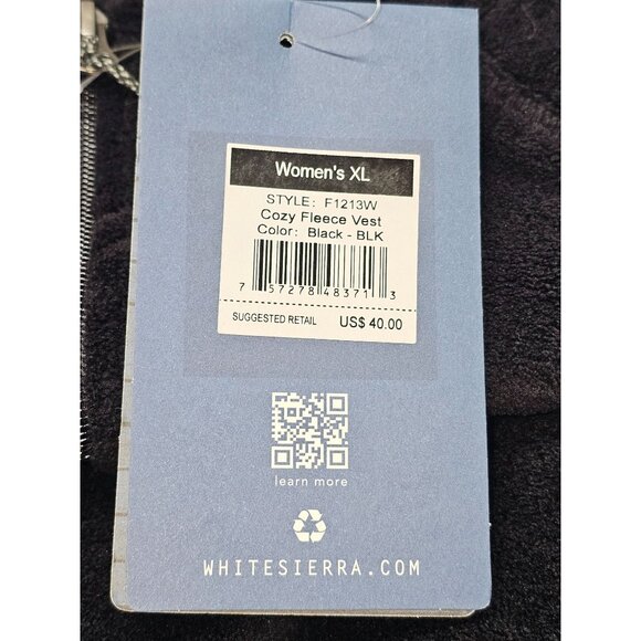 NWT  White Sierra Women's Black Fleece Cozy Zip-Up Lightweight  Vest Sz XL 2882 - Picture 8 of 13